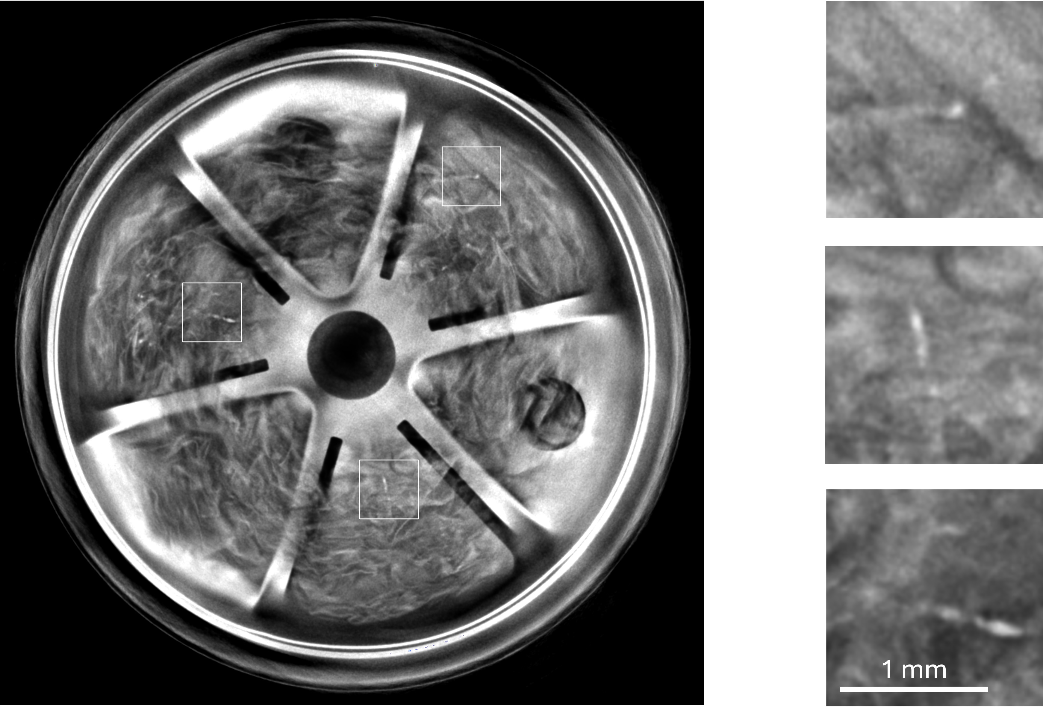 Battery tab CT case illustrating micro-spatter that can resemble inclusions